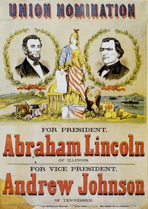 Affiche pour les élections présidentielles américaines : candidat Abraham Lincoln et son vice-président Andrew Johnson, 1860